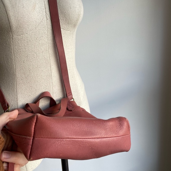 Madewell Pink Leather Drawstring Tote - Picture 2 of 5